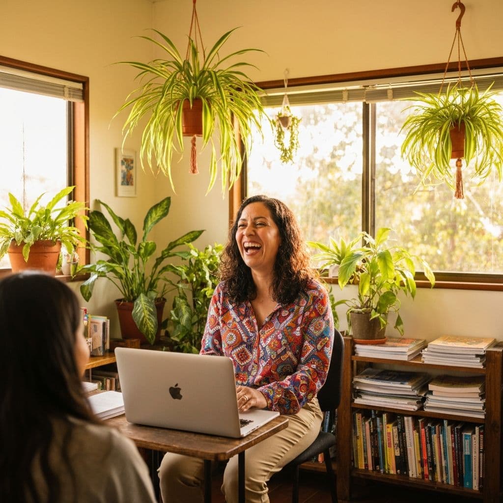 Jennifer teaching Spanish online with students